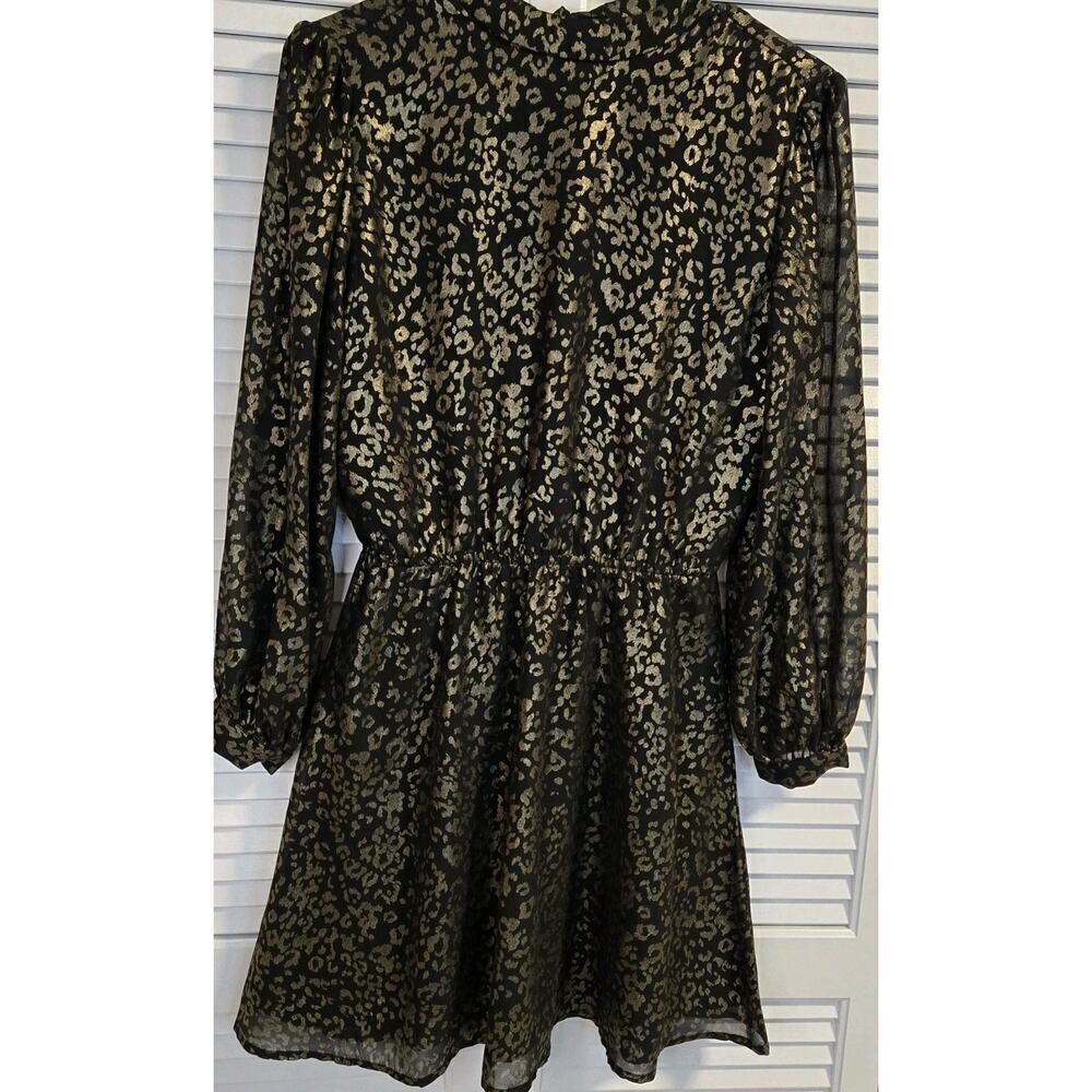 Cupcakes And Cashmere Jola Metallic Print Gold Black Dress Size XS Back Tie